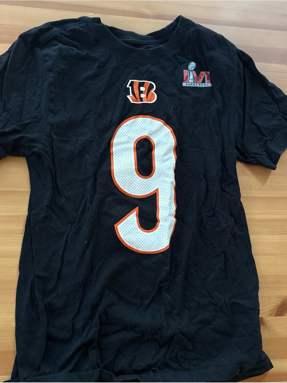 Nike Black Cincinnati Bengals #9 Short Sleeve Tee with Orange and White Accents